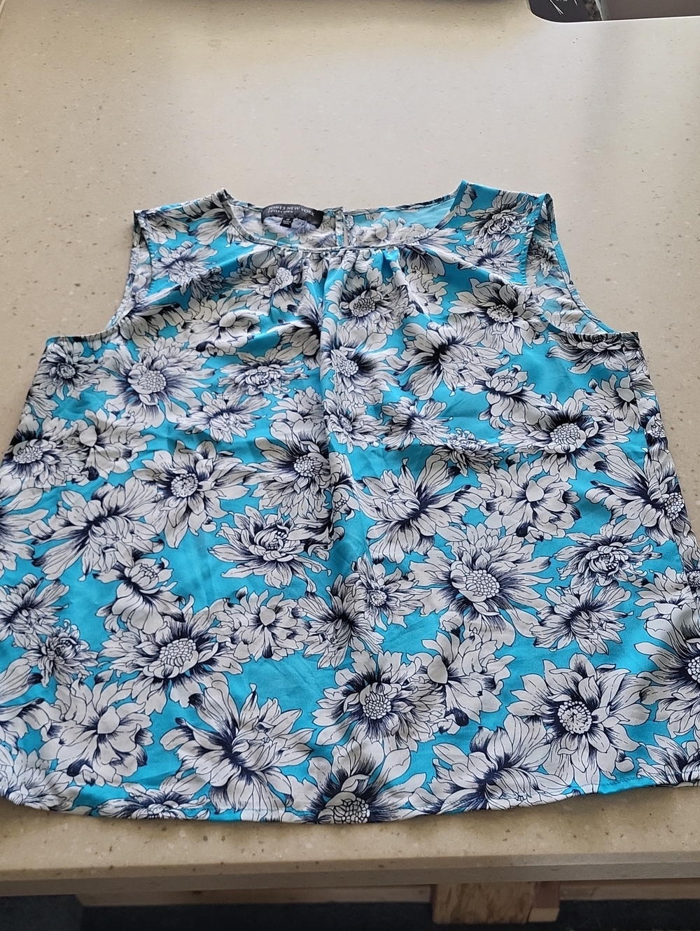 Jones New York Turquoise Floral Sleeveless Camisole